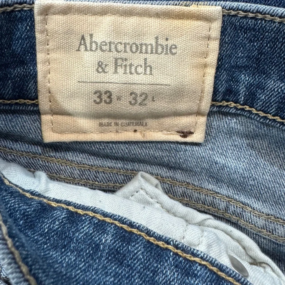 Abercrombie Fitch‎ Mens Jeans Button Fly Medium Wash Slim Fit Size 33x32